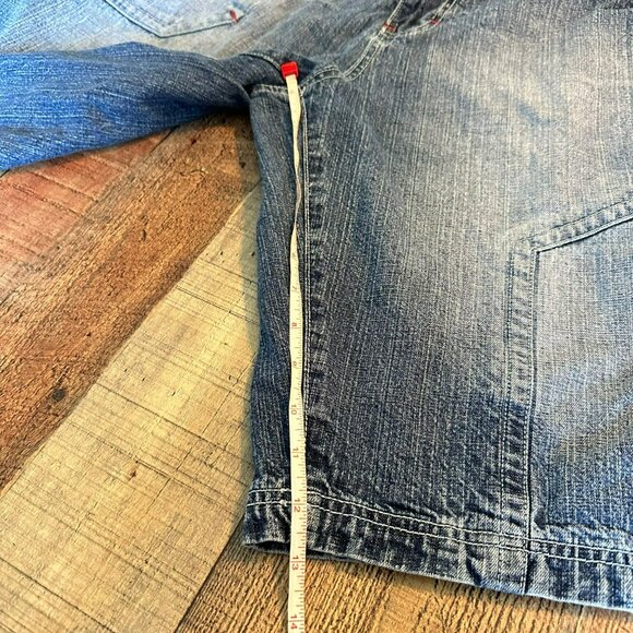 Vintage Y2K Poco Jeans Denim Cargo Shorts Size 40 Embroidered Logo & Pockets - Picture 4 of 13